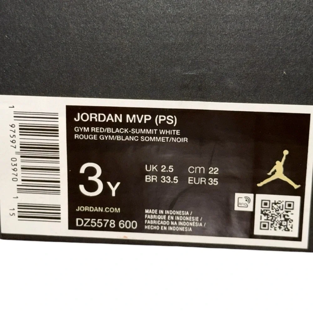 Nike Air Jordan Jumpman MVP Boys Size 3Y Red Black Basketball Shoes Sneakers